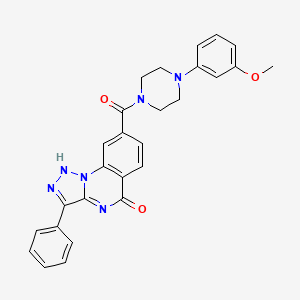 molecular formula C27H24N6O3 B2594358 8-{[4-(3-methoxyphenyl)piperazin-1-yl]carbonyl}-3-phenyl[1,2,3]triazolo[1,5-a]quinazolin-5(4H)-one CAS No. 1031663-90-7