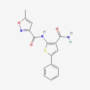 molecular formula C16H13N3O3S B2594367 N-(3-carbamoyl-5-phenylthiophen-2-yl)-5-methylisoxazole-3-carboxamide CAS No. 946255-43-2