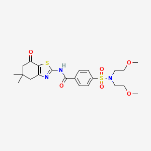 molecular formula C22H29N3O6S2 B2594370 4-[bis(2-methoxyethyl)sulfamoyl]-N-(5,5-dimethyl-7-oxo-4,6-dihydro-1,3-benzothiazol-2-yl)benzamide CAS No. 325987-01-7