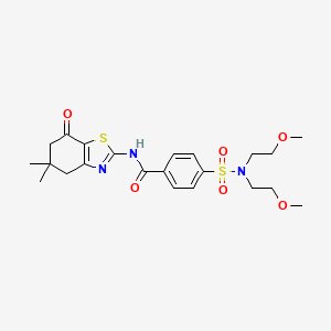 molecular formula C22H29N3O6S2 B2594370 4-[bis(2-méthoxyéthyl)sulfamoyl]-N-(5,5-diméthyl-7-oxo-4,5,6,7-tétrahydro-1,3-benzothiazol-2-yl)benzamide CAS No. 325987-01-7