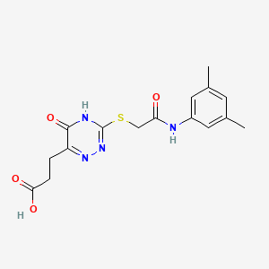 molecular formula C16H18N4O4S B2594383 3-(3-((2-((3,5-Dimethylphenyl)amino)-2-oxoethyl)thio)-5-oxo-4,5-dihydro-1,2,4-triazin-6-yl)propanoic acid CAS No. 898607-55-1