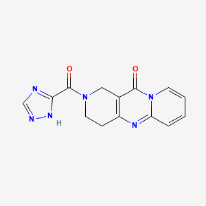 molecular formula C14H12N6O2 B2594386 2-(1H-1,2,4-triazole-5-carbonyl)-3,4-dihydro-1H-dipyrido[1,2-a:4',3'-d]pyrimidin-11(2H)-one CAS No. 2034412-94-5