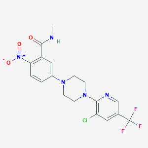 molecular formula C18H17ClF3N5O3 B2594393 5-{4-[3-氯-5-(三氟甲基)吡啶-2-基]哌嗪-1-基}-N-甲基-2-硝基苯甲酰胺 CAS No. 2058815-26-0