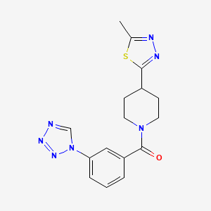 molecular formula C16H17N7OS B2594397 (3-(1H-tetrazol-1-yl)phenyl)(4-(5-methyl-1,3,4-thiadiazol-2-yl)piperidin-1-yl)methanone CAS No. 1396793-09-1