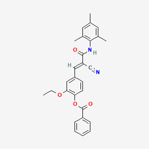 molecular formula C28H26N2O4 B2594403 [4-[(E)-2-cyano-3-oxo-3-(2,4,6-trimethylanilino)prop-1-enyl]-2-ethoxyphenyl] benzoate CAS No. 380477-46-3