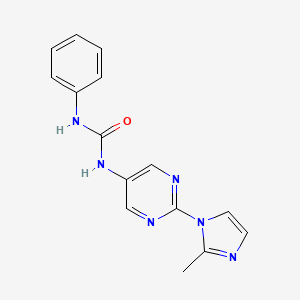 molecular formula C15H14N6O B2594404 1-(2-(2-甲基-1H-咪唑-1-基)嘧啶-5-基)-3-苯基脲 CAS No. 1421457-48-8