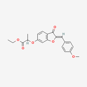 molecular formula C21H20O6 B2594411 (Z)-2-((2-(4-甲氧基苄亚lidene)-3-氧代-2,3-二氢苯并呋喃-6-基)氧基)丙酸乙酯 CAS No. 858768-11-3