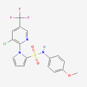 molecular formula C17H13ClF3N3O3S B2594412 1-[3-chloro-5-(trifluoromethyl)-2-pyridinyl]-N-(4-methoxyphenyl)-1H-pyrrole-2-sulfonamide CAS No. 321433-66-3