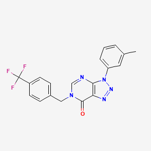 molecular formula C19H14F3N5O B2594417 3-(3-Methylphenyl)-6-[[4-(trifluoromethyl)phenyl]methyl]triazolo[4,5-d]pyrimidin-7-one CAS No. 893937-35-4
