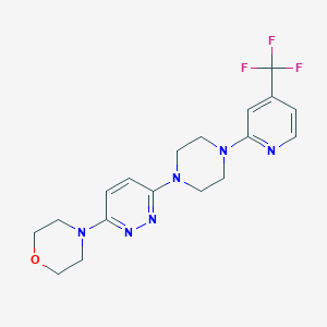 molecular formula C18H21F3N6O B2594426 4-[6-[4-[4-(Trifluoromethyl)pyridin-2-yl]piperazin-1-yl]pyridazin-3-yl]morpholine CAS No. 2415526-08-6