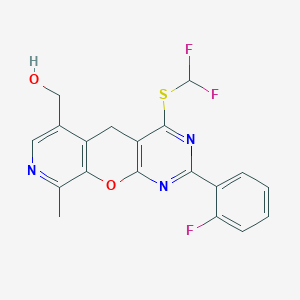 {7-[(Difluoromethyl)sulfanyl]-5-(2-fluorophenyl)-14-methyl-2-oxa-4,6,13-triazatricyclo[8.4.0.0^{3,8}]tetradeca-1(10),3(8),4,6,11,13-hexaen-11-yl}methanol