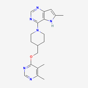 molecular formula C19H24N6O B2594435 4-(4-(((5,6-dimethylpyrimidin-4-yl)oxy)methyl)piperidin-1-yl)-6-methyl-5H-pyrrolo[3,2-d]pyrimidine CAS No. 2309774-25-0