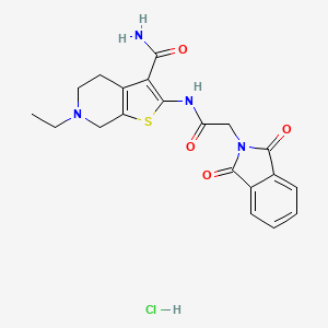 molecular formula C20H21ClN4O4S B2594437 2-(2-(1,3-Dioxoisoindolin-2-yl)acetamido)-6-ethyl-4,5,6,7-tetrahydrothieno[2,3-c]pyridine-3-carboxamide hydrochloride CAS No. 1052547-19-9