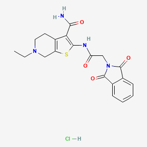 molecular formula C20H21ClN4O4S B2594437 2-(2-(1,3-二氧代异吲哚啉-2-基)乙酰胺)-6-乙基-4,5,6,7-四氢噻吩并[2,3-c]吡啶-3-甲酰胺盐酸盐 CAS No. 1052547-19-9