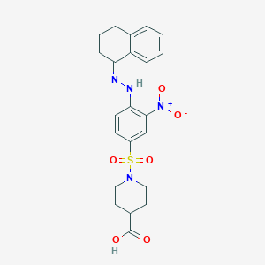 molecular formula C22H24N4O6S B2594439 1-[(4-{2-[3,4-二氢-1(2H)-萘甲亚基]肼基}-3-硝基苯基)磺酰基]-4-哌啶羧酸 CAS No. 866142-50-9