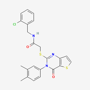 molecular formula C23H20ClN3O2S2 B2594441 N-(2-chlorobenzyl)-2-{[3-(3,4-dimethylphenyl)-4-oxo-3,4-dihydrothieno[3,2-d]pyrimidin-2-yl]sulfanyl}acetamide CAS No. 1252824-19-3
