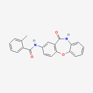 molecular formula C21H16N2O3 B2594446 2-methyl-N-(11-oxo-10,11-dihydrodibenzo[b,f][1,4]oxazepin-2-yl)benzamide CAS No. 921890-68-8