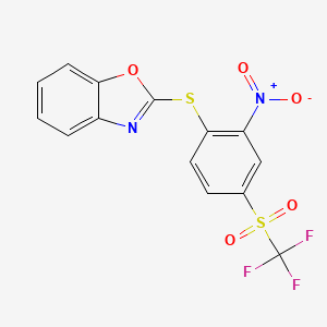 2-((2-Nitro-4-((trifluoromethyl)sulfonyl)phenyl)thio)benzo[d]oxazole