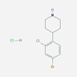molecular formula C11H14BrCl2N B2594451 4-(4-Bromo-2-chlorophenyl)piperidine;hydrochloride CAS No. 2361636-32-8
