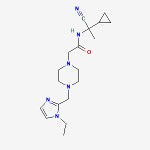 molecular formula C18H28N6O B2594455 N-(1-cyano-1-cyclopropylethyl)-2-{4-[(1-ethyl-1H-imidazol-2-yl)methyl]piperazin-1-yl}acetamide CAS No. 1311593-12-0