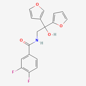 molecular formula C17H13F2NO4 B2594458 3,4-二氟代-N-(2-(呋喃-2-基)-2-(呋喃-3-基)-2-羟乙基)苯甲酰胺 CAS No. 2034258-03-0