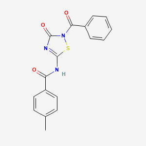 molecular formula C17H13N3O3S B2594461 N-(2-benzoyl-3-oxo-2,3-dihydro-1,2,4-thiadiazol-5-yl)-4-methylbenzenecarboxamide CAS No. 477845-30-0