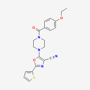 molecular formula C21H20N4O3S B2594463 5-(4-(4-Ethoxybenzoyl)piperazin-1-yl)-2-(thiophen-2-yl)oxazole-4-carbonitrile CAS No. 946200-76-6