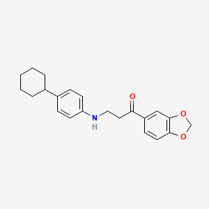 molecular formula C22H25NO3 B2594466 1-(1,3-Benzodioxol-5-yl)-3-(4-cyclohexylanilino)-1-propanone CAS No. 882748-71-2
