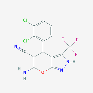 molecular formula C14H7Cl2F3N4O B259447 6-Amino-4-(2,3-dichlorophenyl)-3-(trifluoromethyl)-2,4-dihydropyrano[2,3-c]pyrazole-5-carbonitrile 