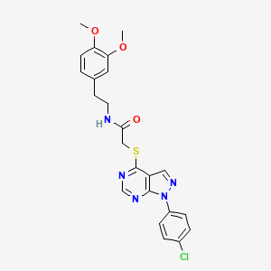 molecular formula C23H22ClN5O3S B2594472 2-[1-(4-氯苯基)吡唑并[3,4-d]嘧啶-4-基]硫代基-N-[2-(3,4-二甲氧基苯基)乙基]乙酰胺 CAS No. 577756-94-6