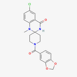 molecular formula C21H20ClN3O4 B2594475 1-(1,3-benzodioxol-5-ylcarbonyl)-6'-chloro-1'-methyl-1'{H}-spiro[piperidine-4,2'-quinazolin]-4'(3'{H})-one CAS No. 1251710-73-2