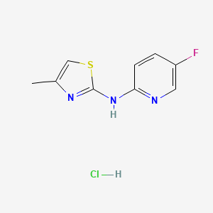 molecular formula C9H9ClFN3S B2594483 N-(5-Fluoropyridin-2-yl)-4-methyl-1,3-thiazol-2-amine;hydrochloride CAS No. 2379951-88-7