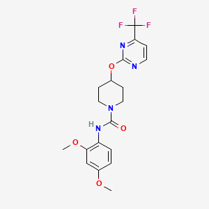 molecular formula C19H21F3N4O4 B2594488 N-(2,4-Dimethoxyphenyl)-4-[4-(trifluoromethyl)pyrimidin-2-yl]oxypiperidine-1-carboxamide CAS No. 2380088-35-5
