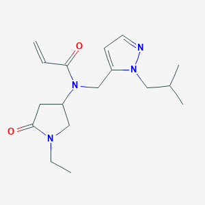 molecular formula C17H26N4O2 B2594506 N-(1-Ethyl-5-oxopyrrolidin-3-yl)-N-[[2-(2-methylpropyl)pyrazol-3-yl]methyl]prop-2-enamide CAS No. 2411247-92-0