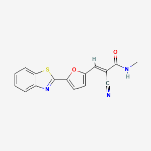 molecular formula C16H11N3O2S B2594513 (E)-3-(5-Benzothiazol-2-yl-furan-2-yl)-2-cyano-N-methyl-acrylamide CAS No. 848730-76-7