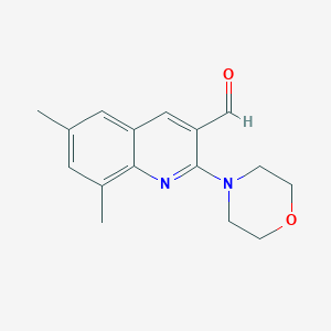 molecular formula C16H18N2O2 B2594514 6,8-ジメチル-2-(モルフォリン-4-イル)キノリン-3-カルバルデヒド CAS No. 436088-12-9