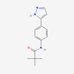 molecular formula C14H17N3O B2594518 N-(4-(1H-吡唑-3-基)苯基)新戊酰胺 CAS No. 1206991-79-8