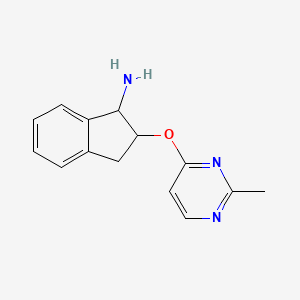 molecular formula C14H15N3O B2594523 2-[(2-methylpyrimidin-4-yl)oxy]-2,3-dihydro-1H-inden-1-amine CAS No. 2190365-13-8