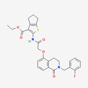 ethyl 2-[[2-[[2-[(2-fluorophenyl)methyl]-1-oxo-3,4-dihydroisoquinolin-5-yl]oxy]acetyl]amino]-5,6-dihydro-4H-cyclopenta[b]thiophene-3-carboxylate