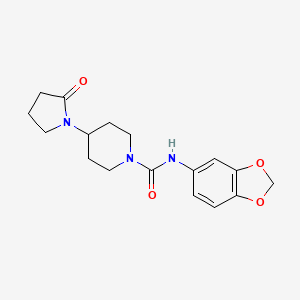 molecular formula C17H21N3O4 B2594539 N-(苯并[d][1,3]二氧杂环-5-基)-4-(2-氧代吡咯烷-1-基)哌啶-1-甲酰胺 CAS No. 1421522-54-4