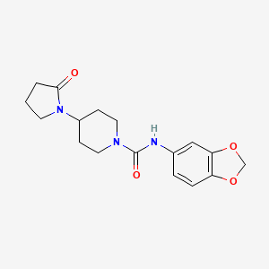 molecular formula C17H21N3O4 B2594539 N-(benzo[d][1,3]dioxol-5-il)-4-(2-oxopirrolidin-1-il)piperidin-1-carboxamida CAS No. 1421522-54-4