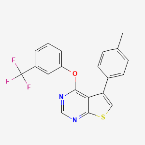 molecular formula C20H13F3N2OS B2594542 5-(4-Methylphenyl)-4-[3-(trifluoromethyl)phenoxy]thieno[2,3-d]pyrimidine CAS No. 690641-44-2
