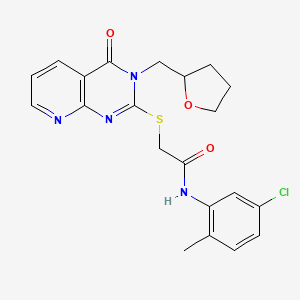 molecular formula C21H21ClN4O3S B2594545 N-(5-chloro-2-methylphenyl)-2-((4-oxo-3-((tetrahydrofuran-2-yl)methyl)-3,4-dihydropyrido[2,3-d]pyrimidin-2-yl)thio)acetamide CAS No. 902950-65-6