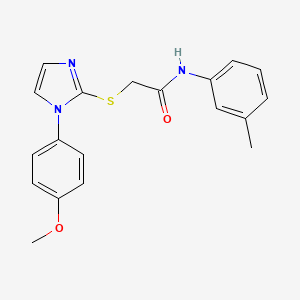 molecular formula C19H19N3O2S B2594546 2-[1-(4-methoxyphenyl)imidazol-2-yl]sulfanyl-N-(3-methylphenyl)acetamide CAS No. 688335-90-2