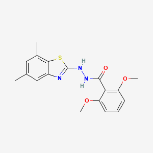 molecular formula C18H19N3O3S B2594567 N'-(5,7-dimethyl-1,3-benzothiazol-2-yl)-2,6-dimethoxybenzohydrazide CAS No. 851987-66-1