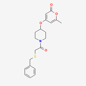 molecular formula C20H23NO4S B2594569 4-((1-(2-(benzylthio)acetyl)piperidin-4-yl)oxy)-6-methyl-2H-pyran-2-one CAS No. 1706087-92-4