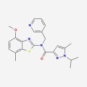 molecular formula C23H25N5O2S B2594576 1-isopropyl-N-(4-methoxy-7-methylbenzo[d]thiazol-2-yl)-5-methyl-N-(pyridin-3-ylmethyl)-1H-pyrazole-3-carboxamide CAS No. 1208974-88-2