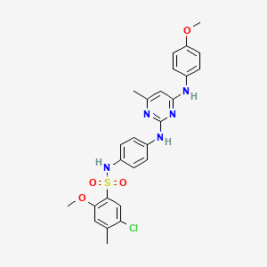 molecular formula C26H26ClN5O4S B2594580 5-chloro-2-methoxy-N-(4-((4-((4-methoxyphenyl)amino)-6-methylpyrimidin-2-yl)amino)phenyl)-4-methylbenzenesulfonamide CAS No. 946371-08-0