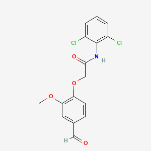 molecular formula C16H13Cl2NO4 B2594583 N-(2,6-二氯苯基)-2-(4-甲酰基-2-甲氧基苯氧基)乙酰胺 CAS No. 438030-83-2