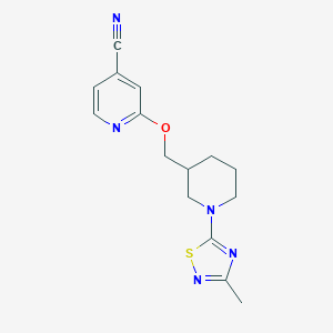 molecular formula C15H17N5OS B2594587 2-[[1-(3-甲基-1,2,4-噻二唑-5-基)哌啶-3-基]甲氧基]吡啶-4-碳腈 CAS No. 2380094-95-9